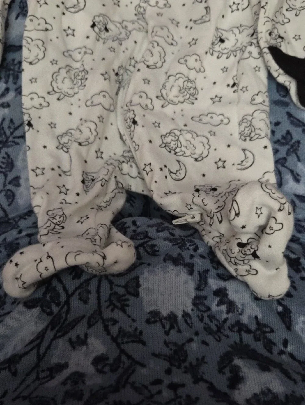 wonder nation White Footed One-Piece with Black Sleepy Sheep Print Newborn NWOT